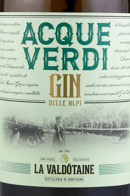 Этикетка Джин Ла Вальдотен Акве Верди Джин делле Альпи 0.7л