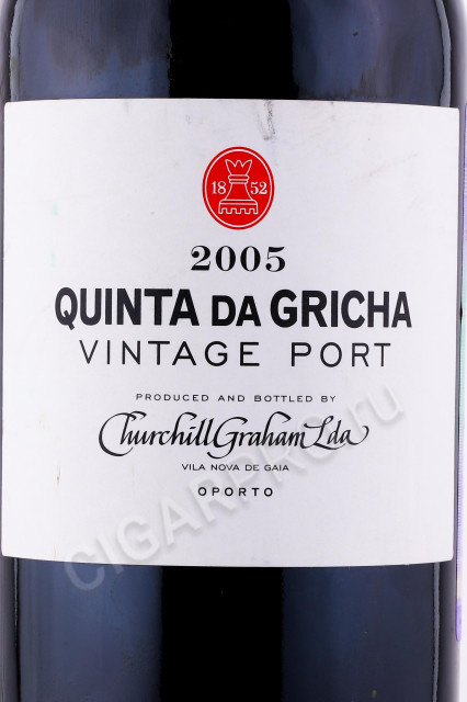 этикетка портвейн churchills quinta da gricha vintage port 2005 0.75л