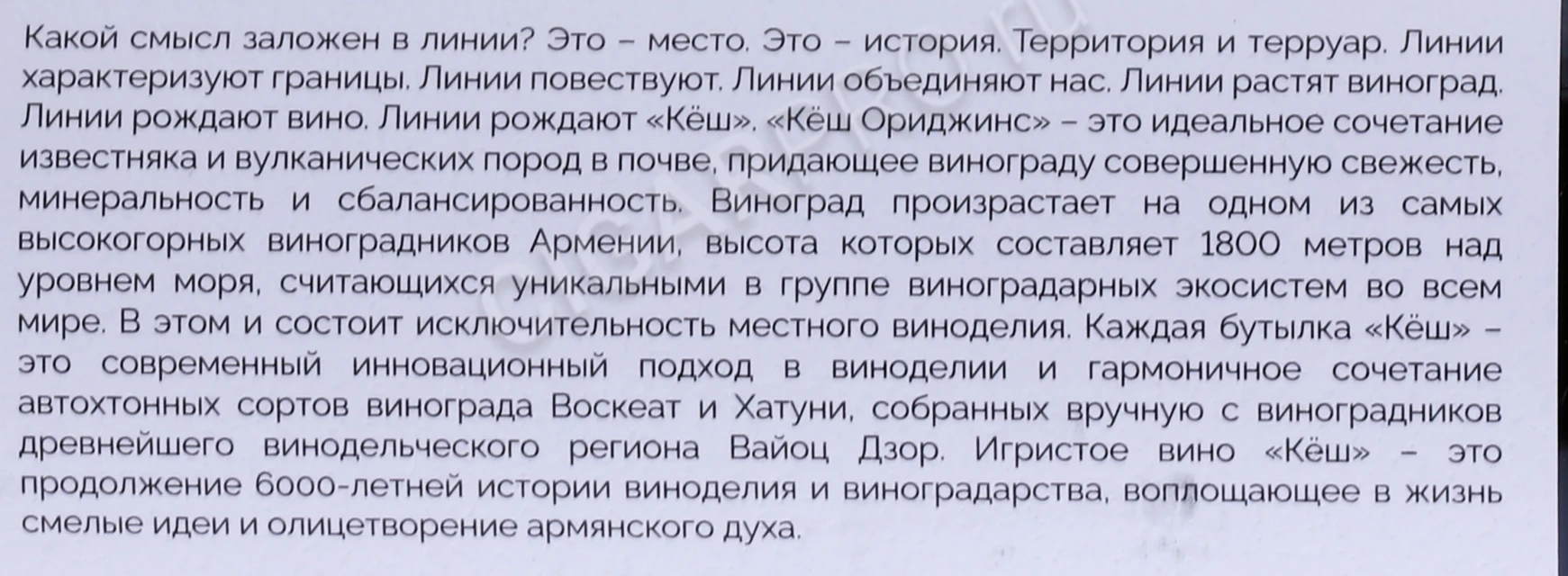 Контрэтикетка Игристое вино Кеш Ориджинс Брют 0.75л