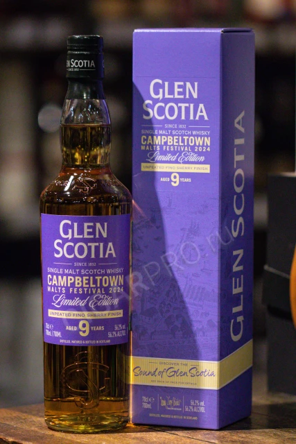 Glen Scotia Fino Sherry Finish 9 Years Old Виски Глен Скоша Фино Шерри Финиш 9 лет 0.7л в подарочной упаковке