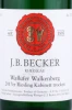 Этикетка Вино Ж. Б. Беккер Рислинг Кабинетт Валлуфер Валькенберг 2017г 0.75л