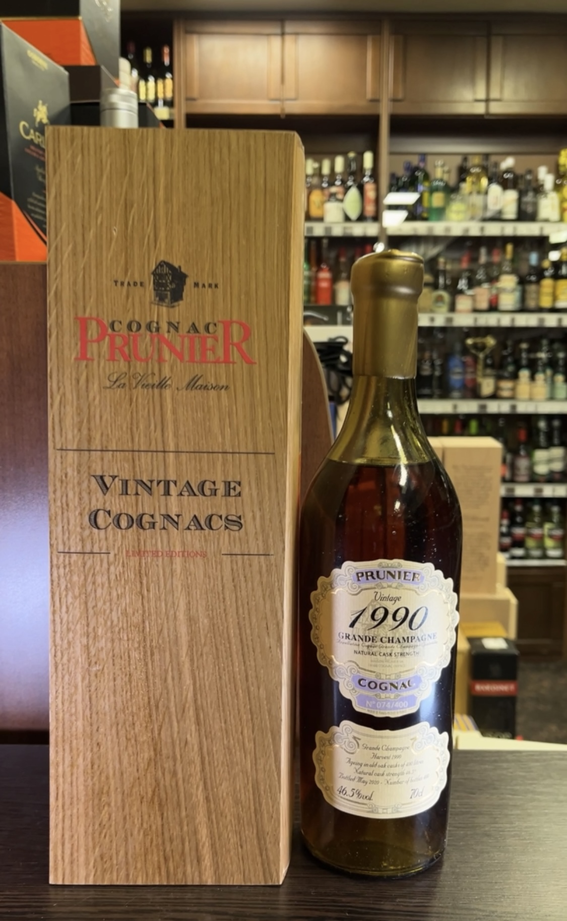 Prunier Grande Champagne 1990 years Коньяк Прунье Гранд Шампань 1990г 0.7л в деревянной упаковке